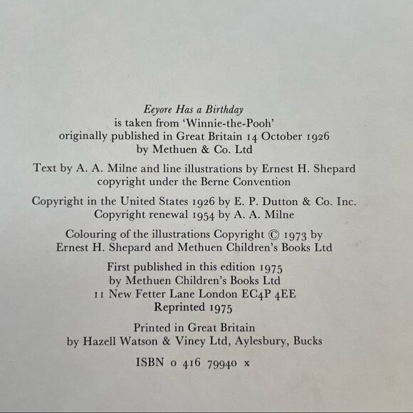 Vintage 1975 Eeyore has a Birthday Kid’s Book by A.A. Milne/ Shepard - Picture 11 of 11